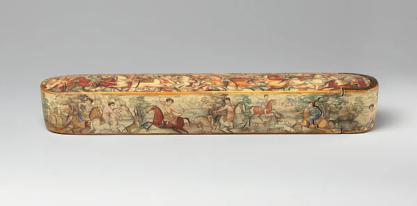 Pen Box (Qalamdan) Depicting Shah Isma il in a Battle against the Uzbeks, Iran