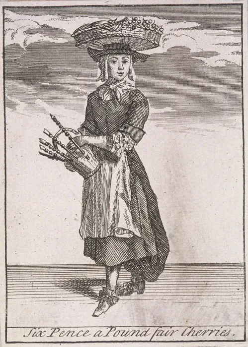 Framed Print : Six Pence a Pound fair Cherries, Cries of London, (c1688?) Framed Print : Six Pence a Pound fair Cherries, Cries of London, (c1688?)