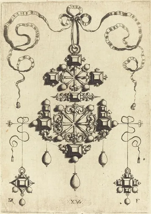 Framed Print : Pendant with Two Double Crosses, Surrounded by Four Diamond-Shaped Stones... Creator: Daniel Mignot Framed Print : Pendant with Two Double Crosses, Surrounded by Four Diamond-Shaped Stones... Creator: Daniel Mignot