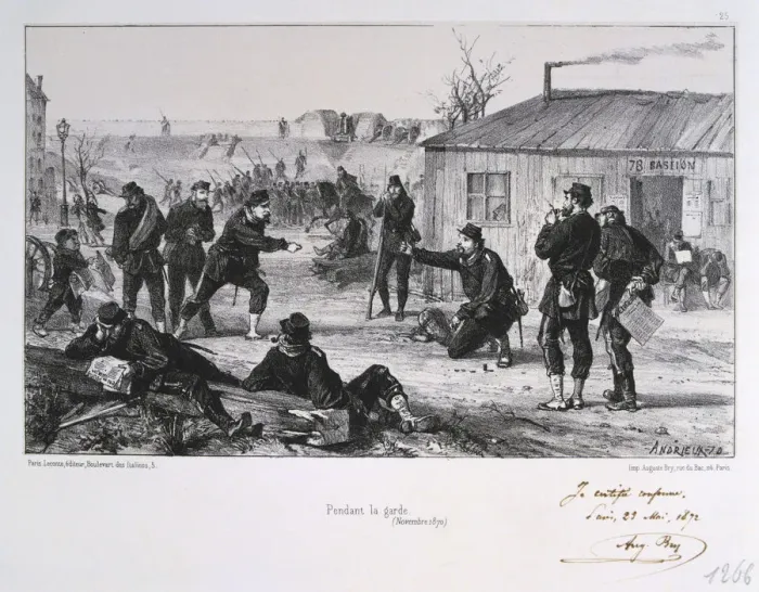 Framed Print : Pendant la garde, Siege of Paris, Franco-Prussian War, November 1870 (1872). Artist: Auguste Bry Framed Print : Pendant la garde, Siege of Paris, Franco-Prussian War, November 1870 (1872). Artist: Auguste Bry