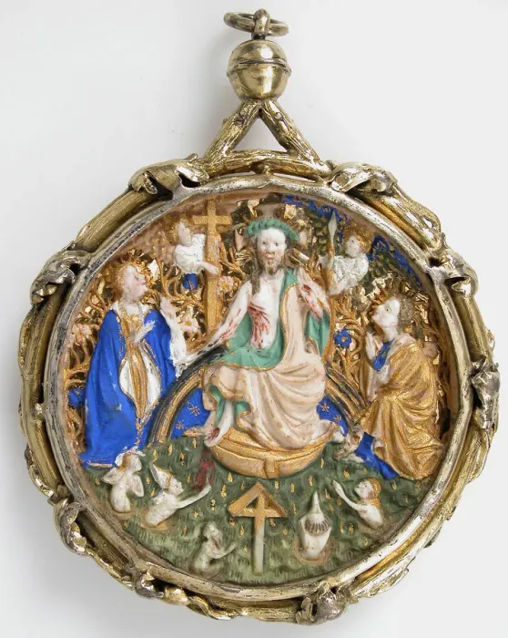 Framed Print : Pendant Medallion with the Last Judgment, French, ca. 1420. Creator: Unknown Framed Print : Pendant Medallion with the Last Judgment, French, ca. 1420. Creator: Unknown