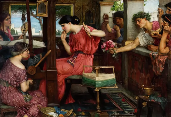Framed Print : Penelope and the Suitors, 1911-1912. Creator: John William Waterhouse Framed Print : Penelope and the Suitors, 1911-1912. Creator: John William Waterhouse