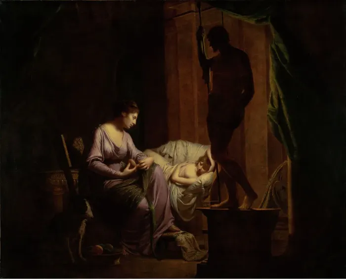 Framed Print : Penelope Unravelling Her Web, 1783-1784. Creator: Joseph Wright of Derby Framed Print : Penelope Unravelling Her Web, 1783-1784. Creator: Joseph Wright of Derby