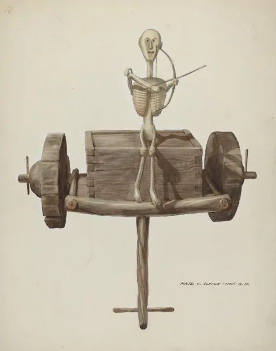 Framed Print : Penetente Death Cart & Death Figure, c. 1937. Creator: Majel G. Claflin Framed Print : Penetente Death Cart & Death Figure, c. 1937. Creator: Majel G. Claflin
