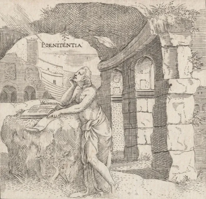Framed Print : Penitence (Poenitentia), ca. 1545-50. Creator: Enea Vico Framed Print : Penitence (Poenitentia), ca. 1545-50. Creator: Enea Vico