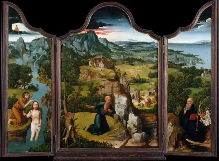 Framed Print : The Penitence of Saint Jerome, ca. 1512-15. Creator: Joachim Patinir Framed Print : The Penitence of Saint Jerome, ca. 1512-15. Creator: Joachim Patinir