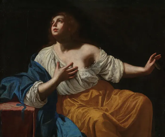 Framed Print : The penitent Mary Magdalene, c1640. Creator: Artemisia Gentileschi Framed Print : The penitent Mary Magdalene, c1640. Creator: Artemisia Gentileschi