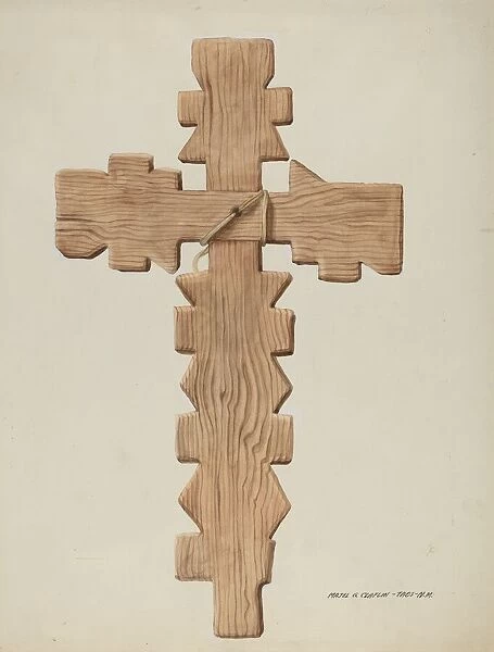 Penitente Cross, Carved Wood, c. 1937. Creator: Majel G. Claflin