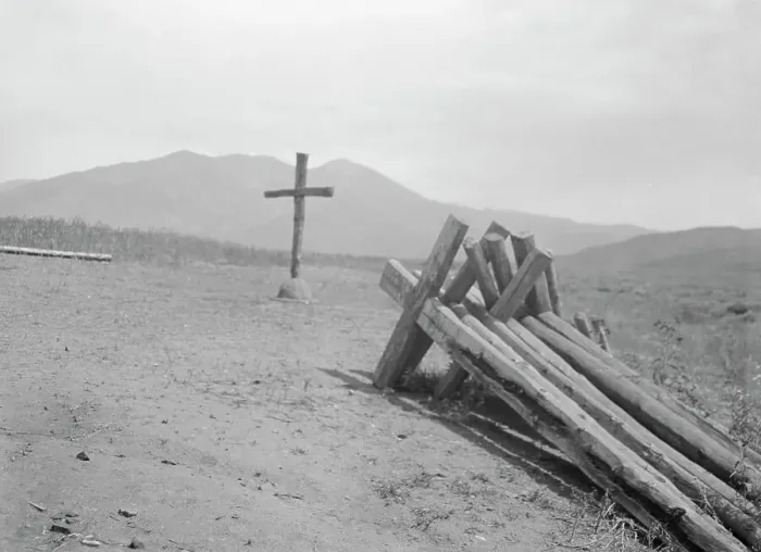 Framed Print : [Penitente crosses near Taos mountain. Taos, New Mexico area views], between 1899 and 1928. Creator: Arnold Genthe