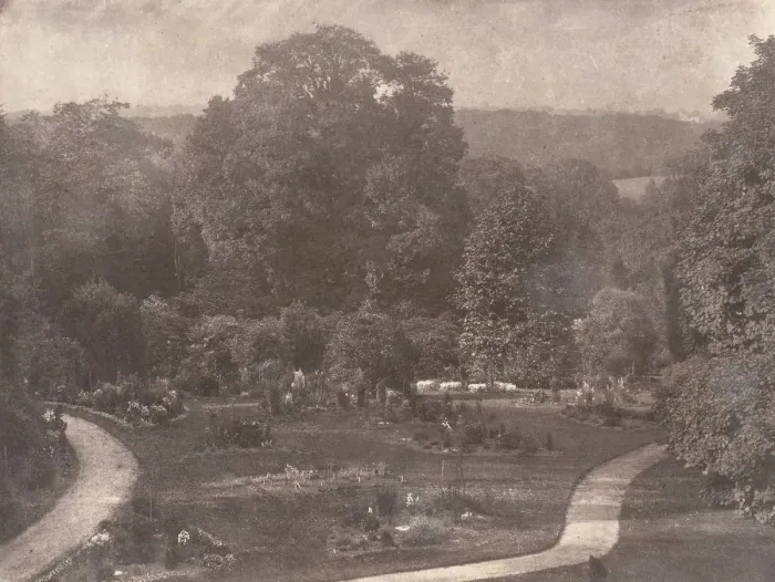 Framed Print : Penllergare Garden From the Morning Room, 1853-56. Creator: James Knight Framed Print : Penllergare Garden From the Morning Room, 1853-56. Creator: James Knight