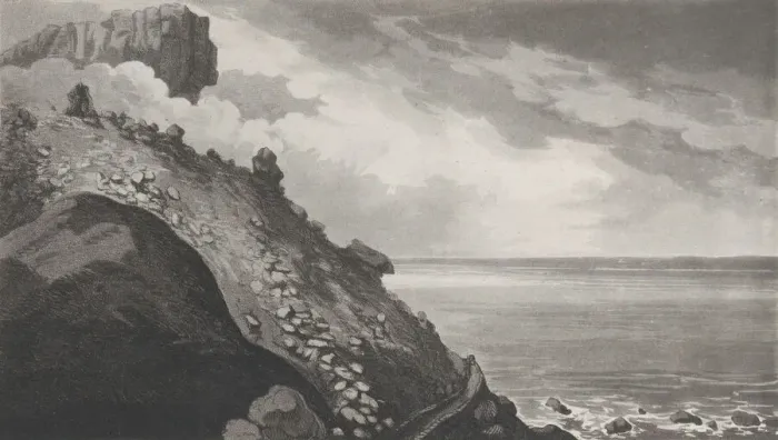 Framed Print : Penmanmawr, from Remarks on a Tour to North and South Wales, in the year 1797, September 1, 1799. Creator: John Hill Framed Print : Penmanmawr, from Remarks on a Tour to North and South Wales, in the year 1797, September 1, 1799. Creator: John Hill