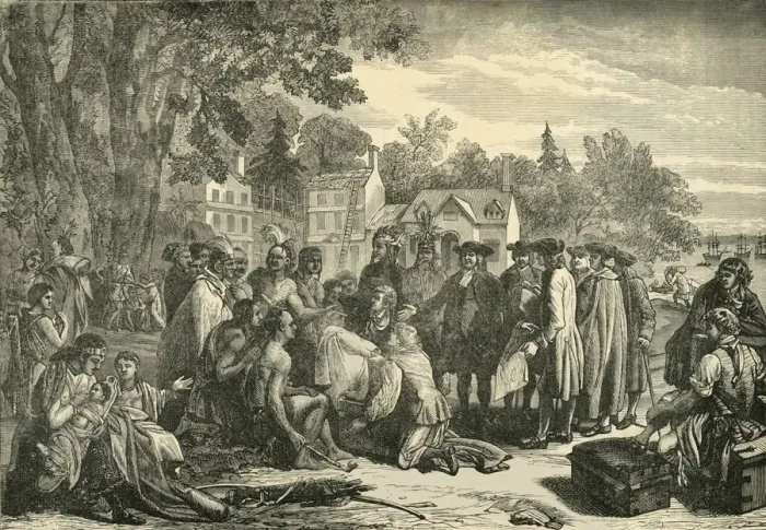 Framed Print : Penns Treaty with the Indians, 1682, (1890). Creator: Unknown Framed Print : Penns Treaty with the Indians, 1682, (1890). Creator: Unknown