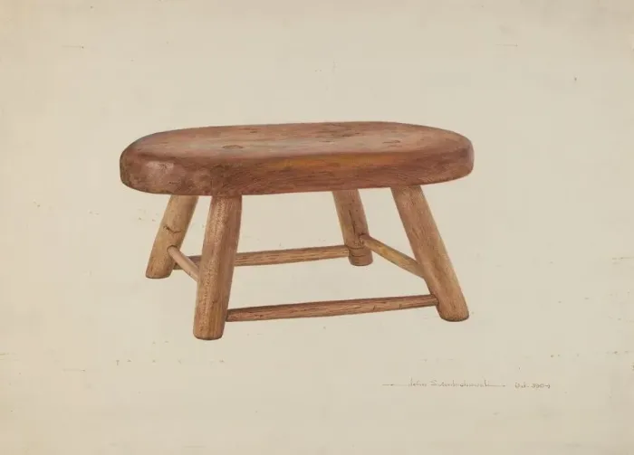 Framed Print : Pennsylvania Dutch Bed Stool, 1935 / 1942. Creator: John Swientochowski Framed Print : Pennsylvania Dutch Bed Stool, 1935 / 1942. Creator: John Swientochowski