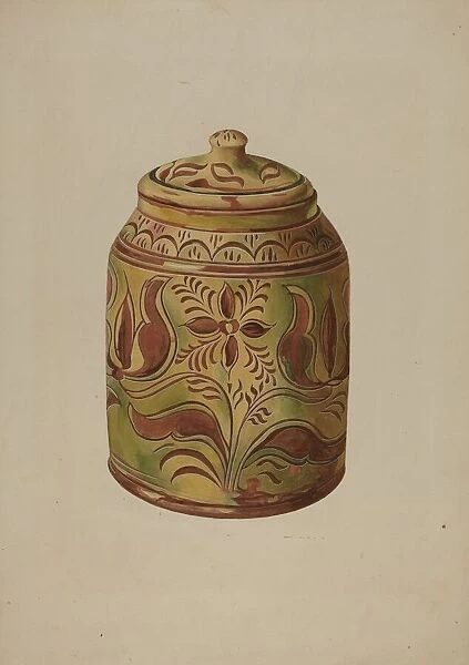 Pennsylvania German Covered Jar, c. 1939. Creator: Henry Moran
