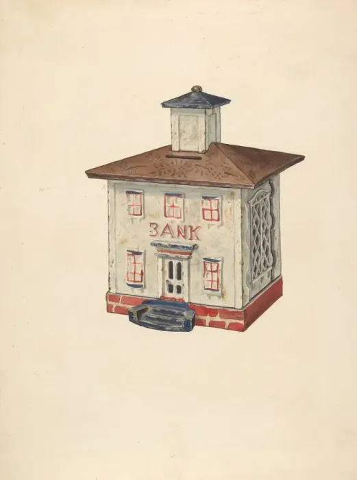 Framed Print : Penny Bank, c. 1939. Creator: Samuel O. Klein