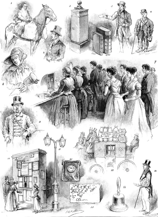 Framed Print : The Penny Postage Jubilee Celebration at Guildhall: exhibition of Post-Office relics... 1890. Creator: P Naumann Framed Print : The Penny Postage Jubilee Celebration at Guildhall: exhibition of Post-Office relics... 1890. Creator: P Naumann