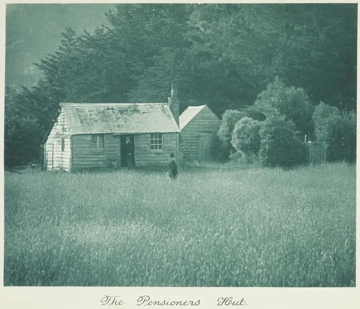 Framed Print : The pensioners hut. From the album: Camera Pictures of New Zealand, 1920s. Creator: Harry Moult Framed Print : The pensioners hut. From the album: Camera Pictures of New Zealand, 1920s. Creator: Harry Moult