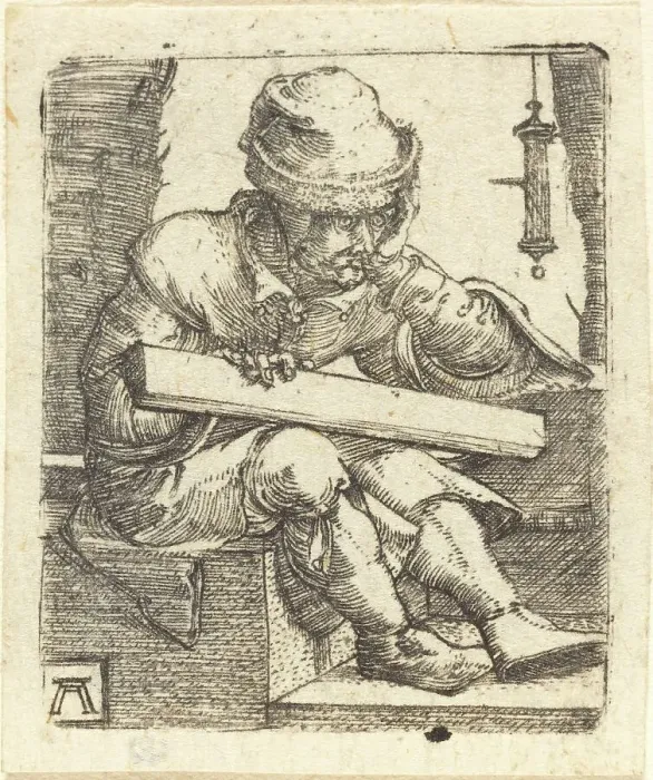 Framed Print : The Pensive Carpenter, c. 1520 / 1530. Creator: Albrecht Altdorfer Framed Print : The Pensive Carpenter, c. 1520 / 1530. Creator: Albrecht Altdorfer