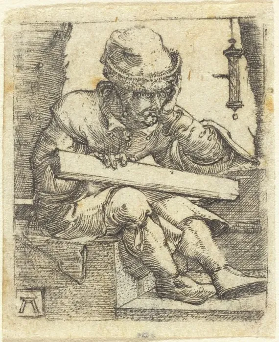Framed Print : The Pensive Carpenter, c. 1520 / 1530. Creator: Albrecht Altdorfer Framed Print : The Pensive Carpenter, c. 1520 / 1530. Creator: Albrecht Altdorfer