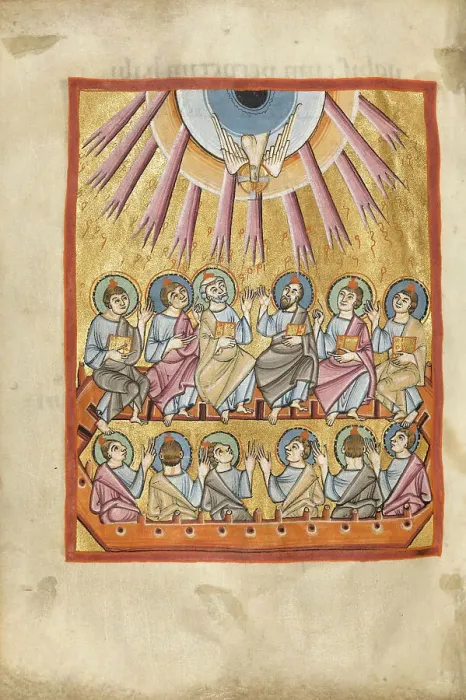 Framed Print : Pentecost; Benedictional, about 1030-1040. Creator: Unknown Framed Print : Pentecost; Benedictional, about 1030-1040. Creator: Unknown