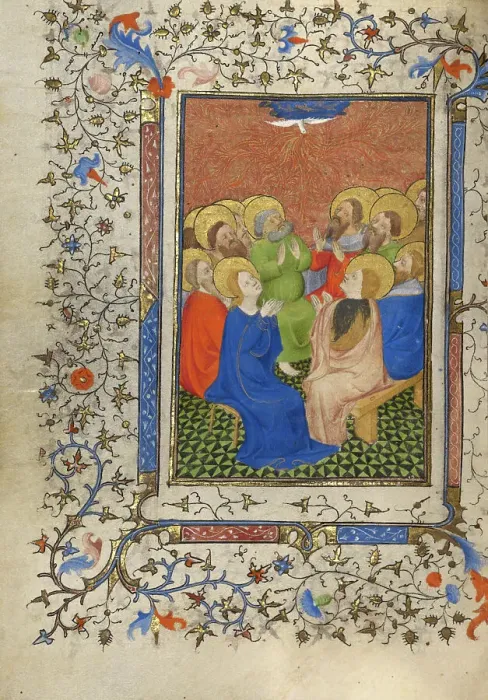 Framed Print : Pentecost; Book of Hours, about 1410. Creator: Unknown Framed Print : Pentecost; Book of Hours, about 1410. Creator: Unknown
