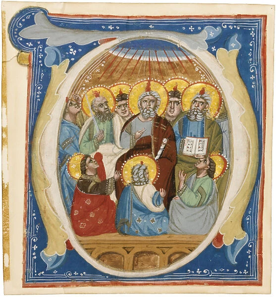 The Pentecost. Initial O from an Antiphoner, ca 1320. Artist: Anonymous