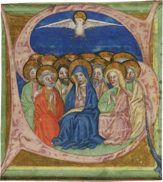 Framed Print : The Pentecost. Initials from an manuscript Gradual, ca 1430. Artist: Anonymous Framed Print : The Pentecost. Initials from an manuscript Gradual, ca 1430. Artist: Anonymous