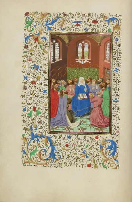 Framed Print : Pentecost; Llangattock Hours, 1450s. Creator: Master of Wauquelin's Alexander Framed Print : Pentecost; Llangattock Hours, 1450s. Creator: Master of Wauquelin's Alexander