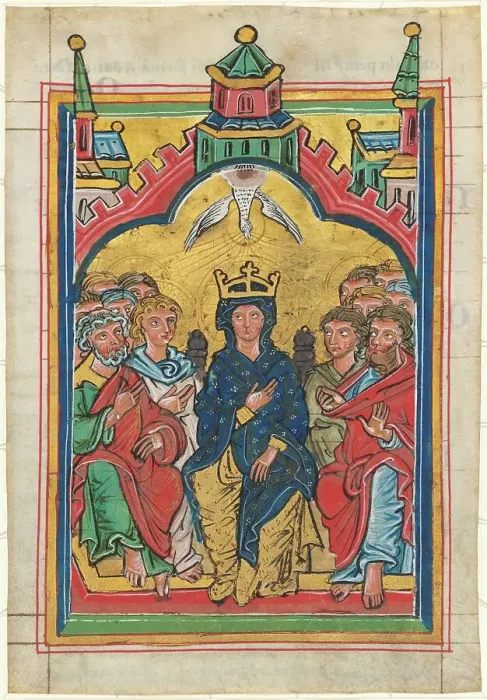 Framed Print : Pentecost, mid 13th century. Creator: Unknown Framed Print : Pentecost, mid 13th century. Creator: Unknown