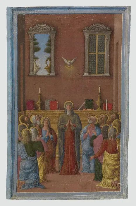 Framed Print : Pentecost: Miniature from a Devotional or Liturgical Manuscript, about 1460-1470. Creator: Girolamo da Cremona Framed Print : Pentecost: Miniature from a Devotional or Liturgical Manuscript, about 1460-1470. Creator: Girolamo da Cremona