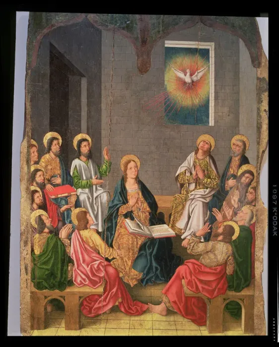 Framed Print : Pentecost, oil on panel, altarpiece of the Fernando Gallego workshop Framed Print : Pentecost, oil on panel, altarpiece of the Fernando Gallego workshop