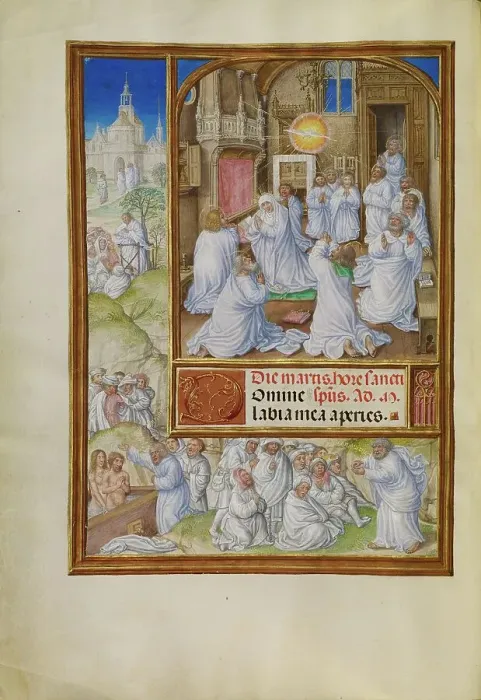 Framed Print : Pentecost; Spinola Hours, about 1510-1520. Creator: Master of James IV of Scotland Framed Print : Pentecost; Spinola Hours, about 1510-1520. Creator: Master of James IV of Scotland
