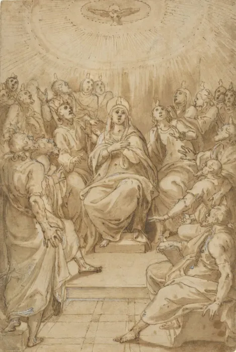 Framed Print : The Pentecost (The Descent of the Holy Spirit), ca. 1576. Creator: Cesare Nebbia Framed Print : The Pentecost (The Descent of the Holy Spirit), ca. 1576. Creator: Cesare Nebbia