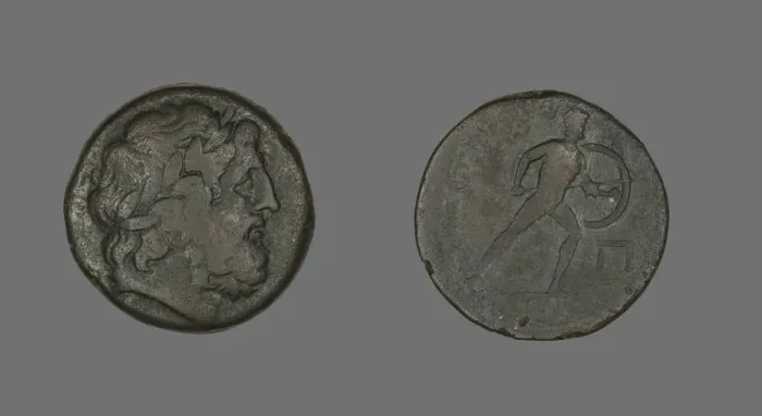 Framed Print : Pentokion (Coin) Depicting the God Zeus, after 210 BCE. Creator: Unknown Framed Print : Pentokion (Coin) Depicting the God Zeus, after 210 BCE. Creator: Unknown