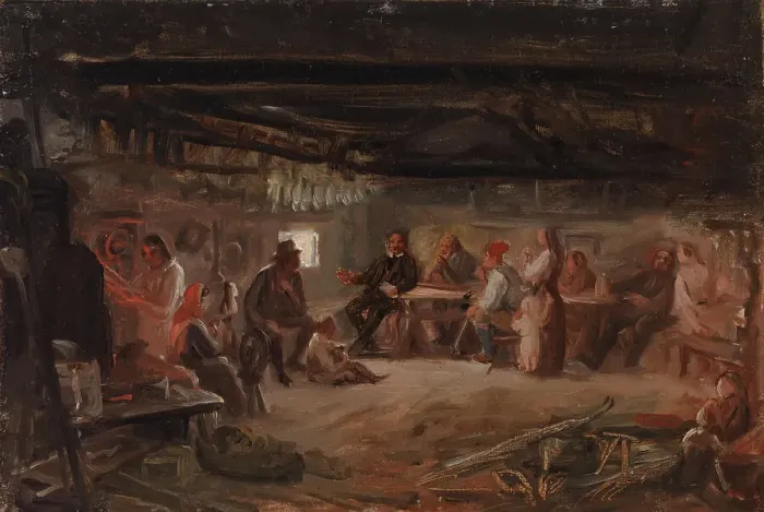 Framed Print : Pentti Lyytinen reads his poems, sketch, 1848. Creator: Robert Wilhelm Ekman Framed Print : Pentti Lyytinen reads his poems, sketch, 1848. Creator: Robert Wilhelm Ekman