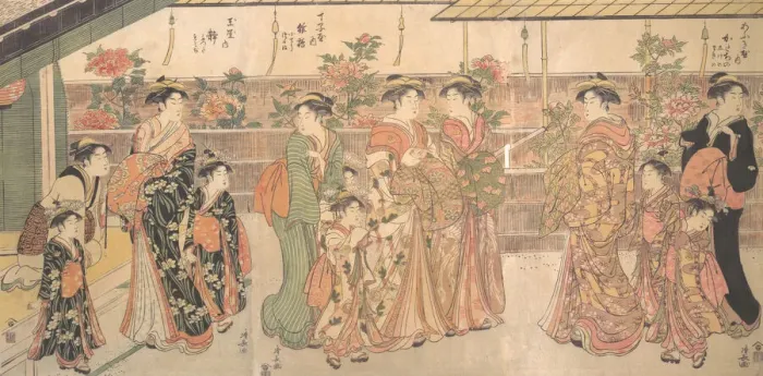 Framed Print : The Peony Show, ca. 1790. Creator: Torii Kiyonaga Framed Print : The Peony Show, ca. 1790. Creator: Torii Kiyonaga