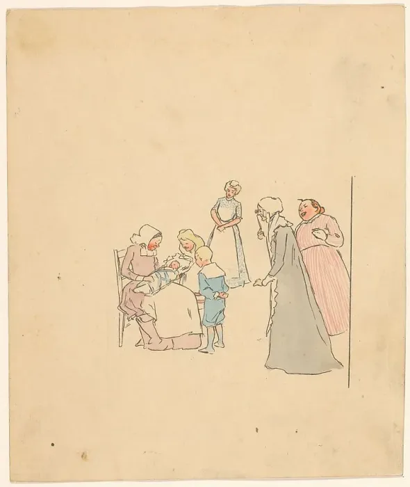 Framed Print : People admiring a baby, c.1880-c.1910. Creator: Anon Framed Print : People admiring a baby, c.1880-c.1910. Creator: Anon