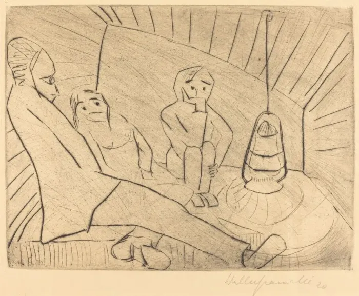 Framed Print : Three People in an Atelier, 1920. Creator: Walter Gramatté Framed Print : Three People in an Atelier, 1920. Creator: Walter Gramatté