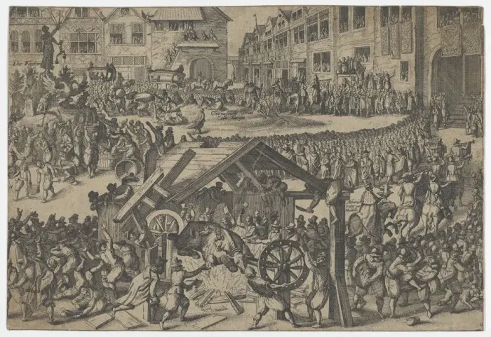 Framed Print : People celebrating at the coronation of Ferdinand II in Frankfurt, 16th century. 16th century. Creator: Anon Framed Print : People celebrating at the coronation of Ferdinand II in Frankfurt, 16th century. 16th century. Creator: Anon