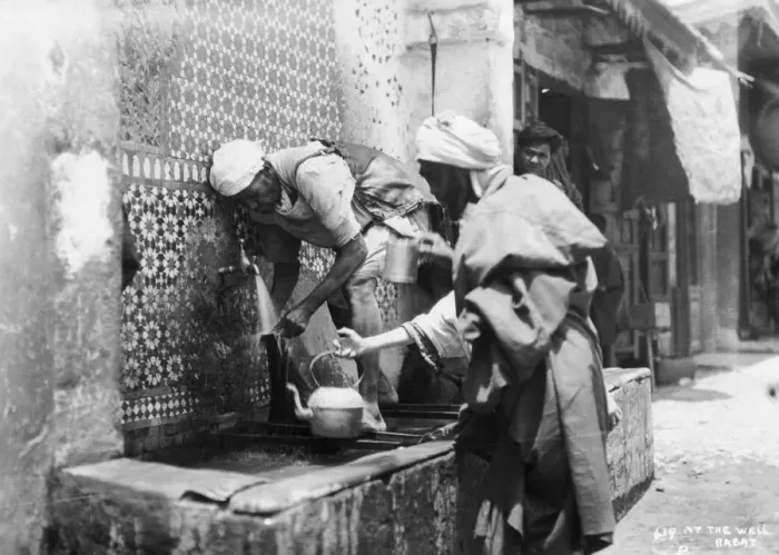 Framed Print : People collecting water from a well, Rabat, Morocco, c1920s-c1930s(?) Framed Print : People collecting water from a well, Rabat, Morocco, c1920s-c1930s(?)