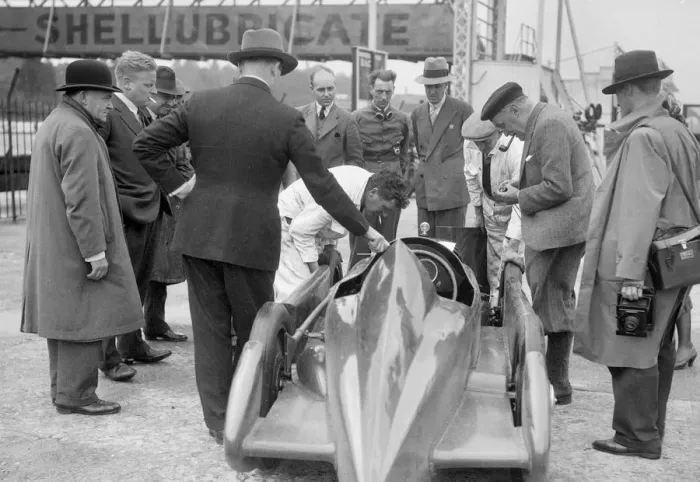 Framed Print : People examining Leon Cushmans Austin 7 racer at Brooklands for a speed record attempt, 1931 Framed Print : People examining Leon Cushmans Austin 7 racer at Brooklands for a speed record attempt, 1931