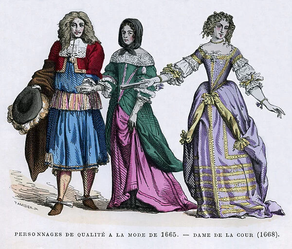 People in the fashions of 1665, and a lady of the court, 1668 (1882-1884). Artist: Tamisier