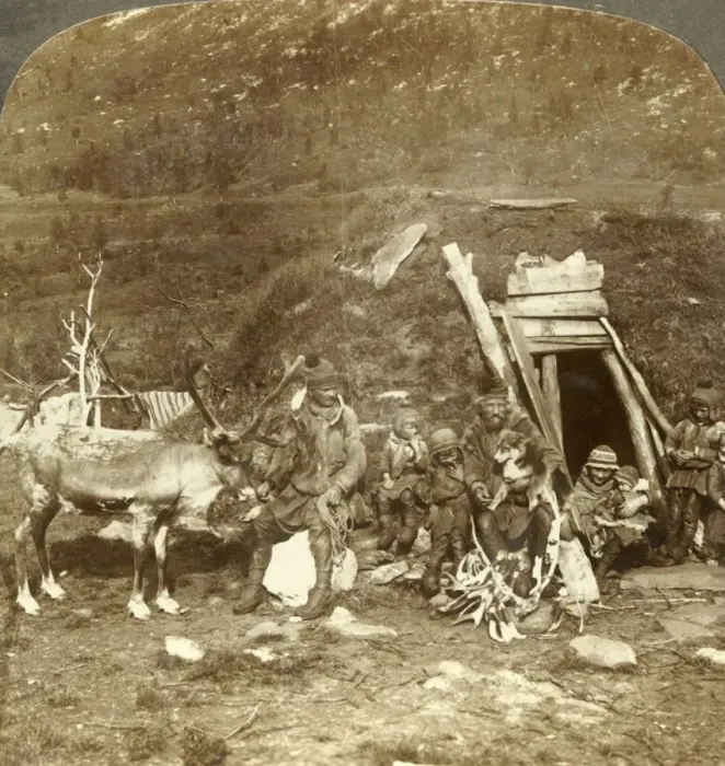 Framed Print : People of the frigid North-Lapp home and family, near Tromsoe, Norway, c1905 Framed Print : People of the frigid North-Lapp home and family, near Tromsoe, Norway, c1905