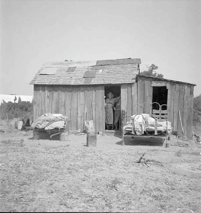 Framed Print : People living in miserable poverty, Elm Grove, Oklahoma County, Oklahoma, 1936. Creator: Dorothea Lange Framed Print : People living in miserable poverty, Elm Grove, Oklahoma County, Oklahoma, 1936. Creator: Dorothea Lange