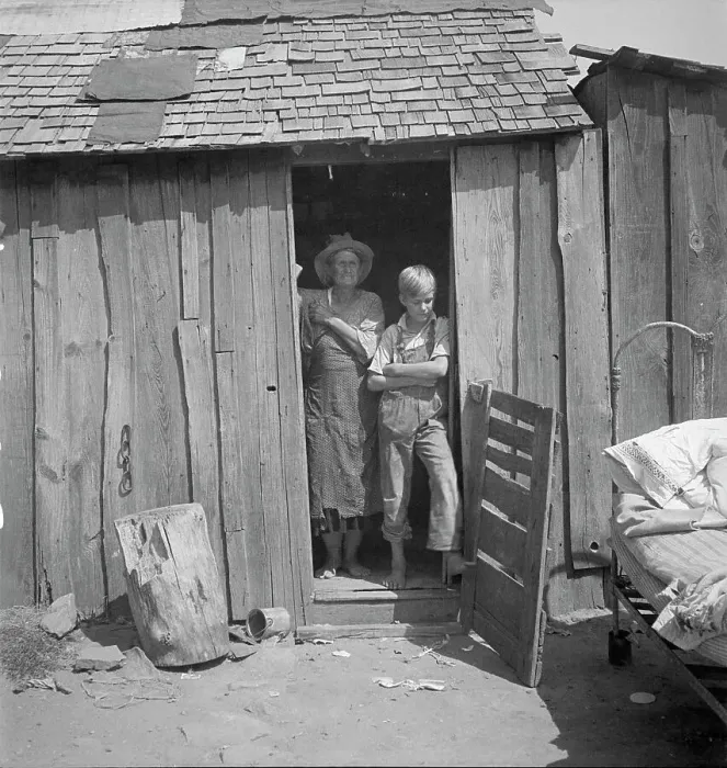 Framed Print : People living in miserable poverty, Elm Grove, Oklahoma County, Oklahoma, 1936. Creator: Dorothea Lange Framed Print : People living in miserable poverty, Elm Grove, Oklahoma County, Oklahoma, 1936. Creator: Dorothea Lange