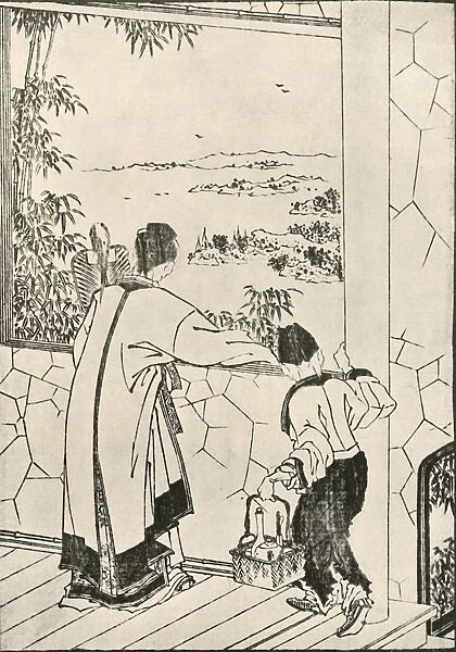 People looking out of a window, late 18th-early 19th century, (1924). Creator: Hokusai