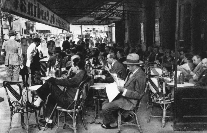 Framed Print : People at a pavement cafe, Paris, 1931. Artist: Ernest Flammarion Framed Print : People at a pavement cafe, Paris, 1931. Artist: Ernest Flammarion