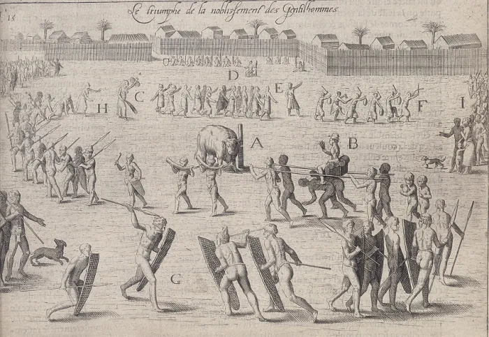 Framed Print : People in a procession around a tethered bull, 1605. Creator: Unknown Framed Print : People in a procession around a tethered bull, 1605. Creator: Unknown