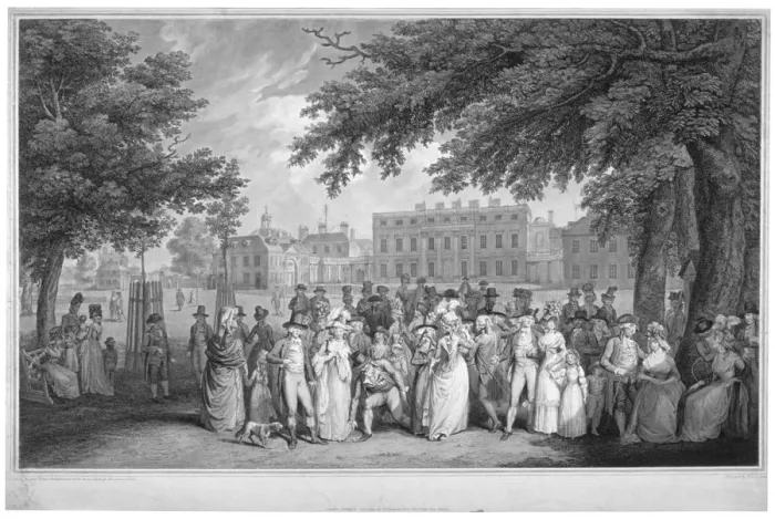 Framed Print : People promenading in St Jamess Park, Westminster, London, 1793 Framed Print : People promenading in St Jamess Park, Westminster, London, 1793