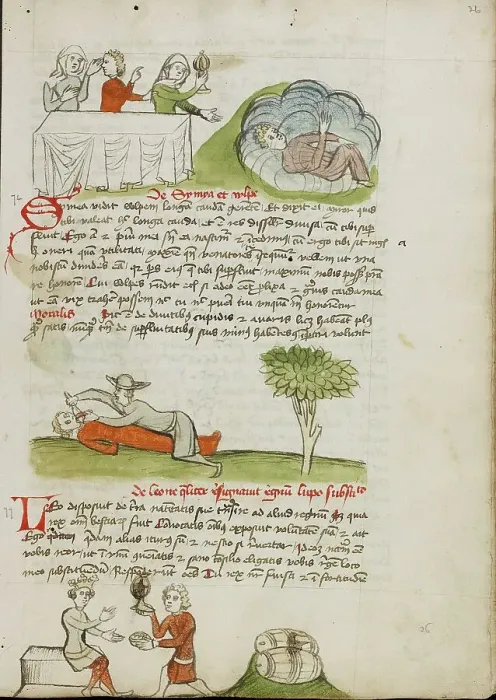 Framed Print : Three People at a Table and a Woman Holding a Storm-Lantern... third quarter of 15th century. Creator: Unknown Framed Print : Three People at a Table and a Woman Holding a Storm-Lantern... third quarter of 15th century. Creator: Unknown